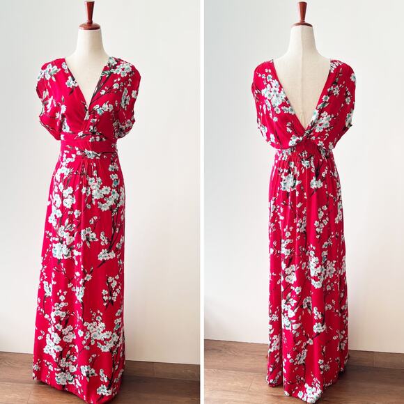 ModCloth Ruby Rocks Floral Maxi Dress Red Size Small - Picture 1 of 4
